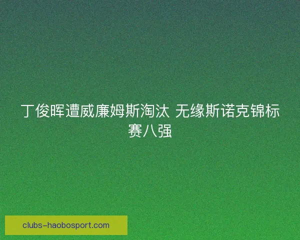 丁俊晖遭威廉姆斯淘汰 无缘斯诺克锦标赛八强